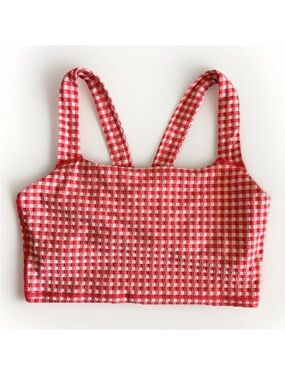OFFLINE by Aerie Red Gingham Seersucker Crop Top XL Medium Support V-Back GUC